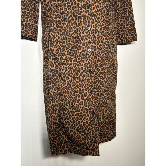 EXPRESS Leopard Cheetah Button Up Long Sleeve Shirt Dress  Size 8 - Picture 3 of 10